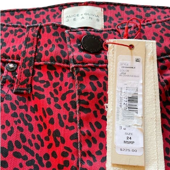 Alice + Olivia Ruby Red & Black Mini Leopard Print Pants |Size: 24| - Picture 3 of 10